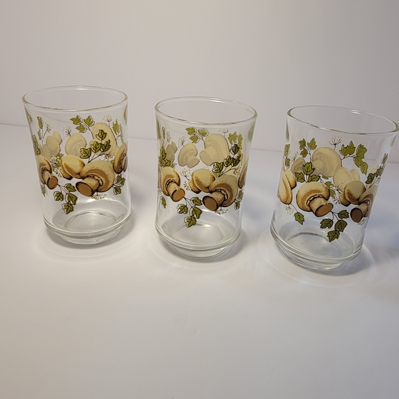 Libbey Franco Vintage Set Of 3 Mushrooms With‎ Leaves Juice Glasses - Picture 1 of 7